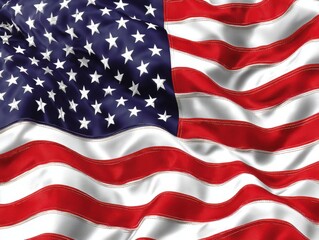 Obraz premium Waving American Flag Close Up Patriotic Symbol of the United States of America Stars and Stripes Visual