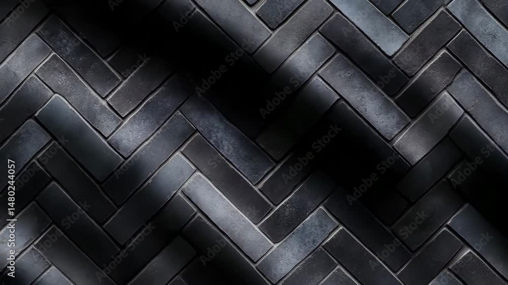 Poster herringbone tile with shadow moving across the pattern
