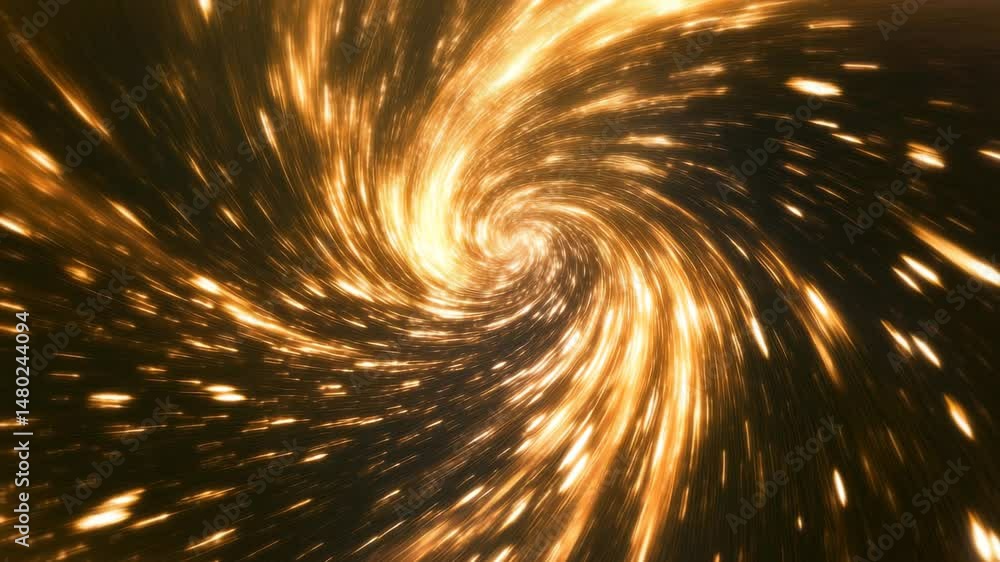 Poster golden particle swirl abstract hyperspace