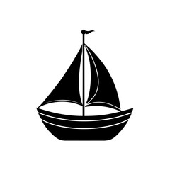toy sailboat with cloth sails on white background .svg
