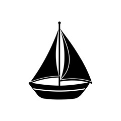 toy sailboat with fabric sails on white background