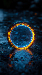 Futuristic portal with glowing ring, design for print, card, poster