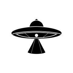 toy ufo with blinking light on white background  