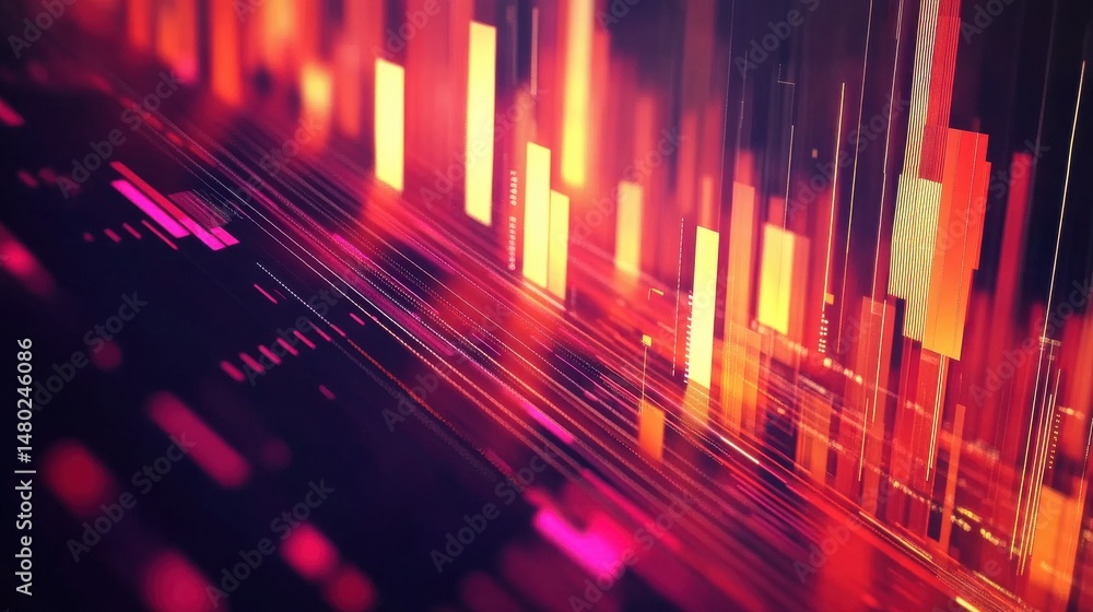 Poster Dynamic Abstract Background with Colorful Lines and Light Effects