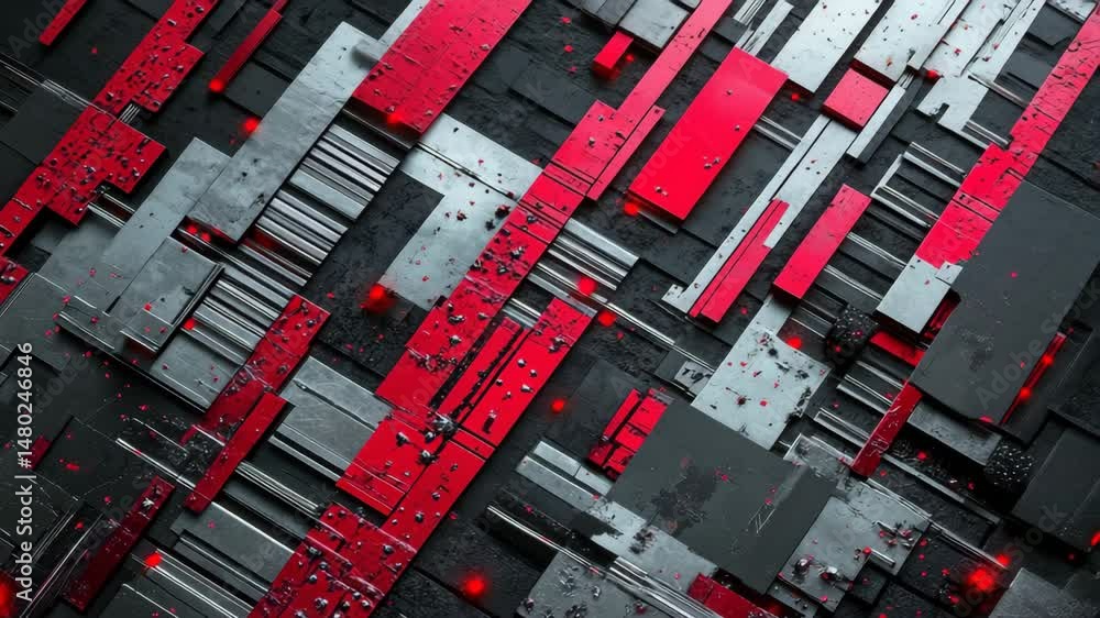 Poster high tech red and grey abstract pattern background