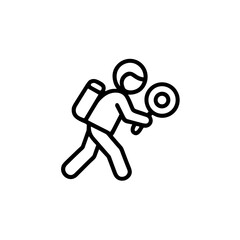 Fototapeta premium Line art of child exploring nature with magnifying glass during summer 