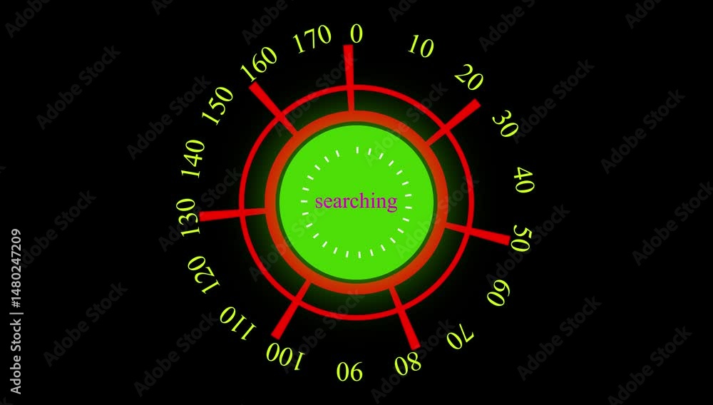 Aufkleber digital radar searching system animation. radar hus technology signal waves animated on background.