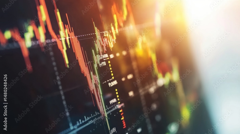 Aufkleber dynamic financial market graph with colorful stock data analysis