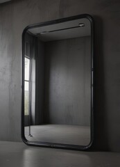 Mirror-like black aluminum, industrial chic aesthetic , polished, graphic, modern