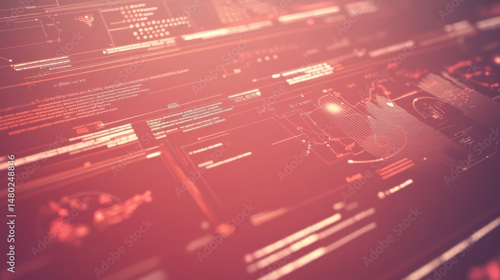 Poster Futuristic Digital Interface with Abstract Data Visualization Elements