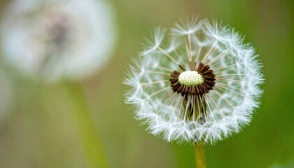 Fototapeta premium Dandelion seeds blowing in the breeze nature macro photography outdoors close-up natural beauty