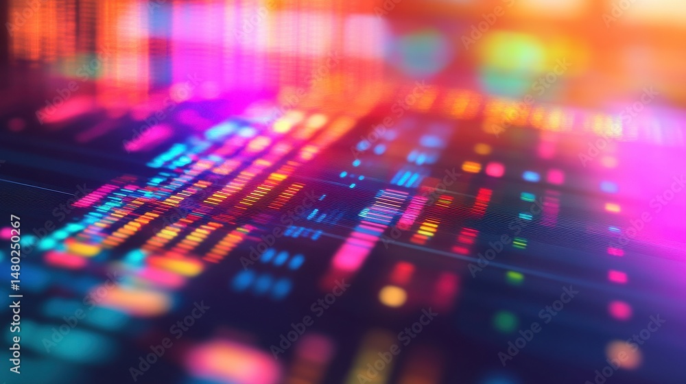 Poster vibrant data visualization in abstract digital space for tech use