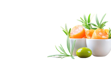 Fresh Orange Fruit Slices with Green Olive and Aromatic Herbs