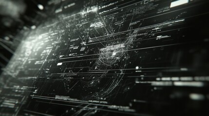 Futuristic Data Interface with Digital Visualizations and Graphics