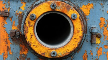 Rusty industrial pipe, exterior, close-up, texture