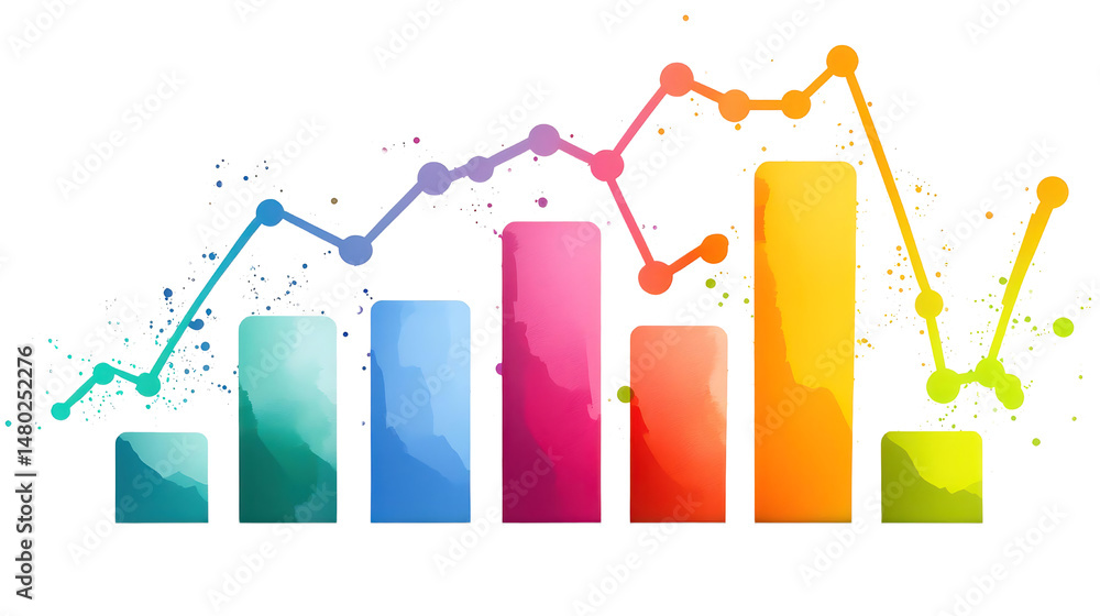 Poster colorful abstract chart representation for data analysis and business