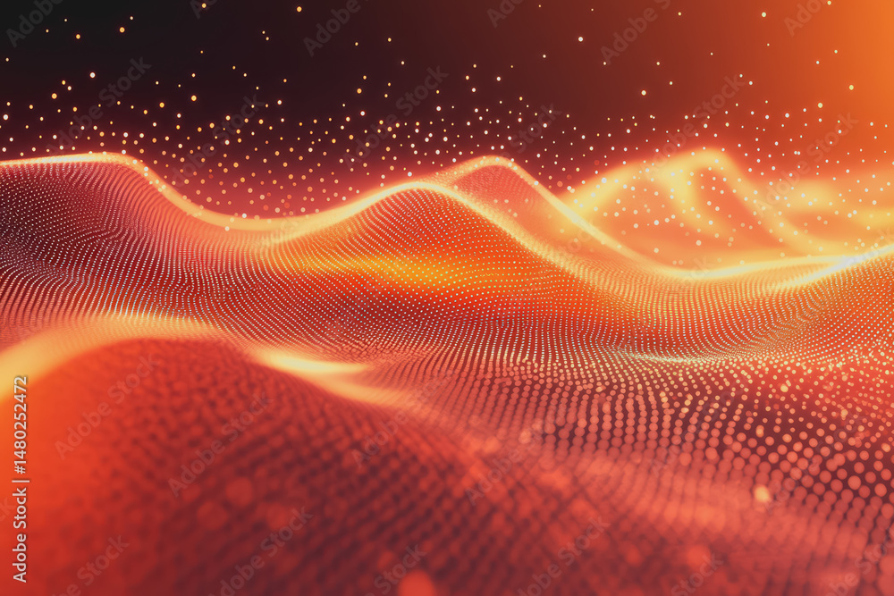 Poster orange gradient background with tiny light spots and smooth lines in orange tones.