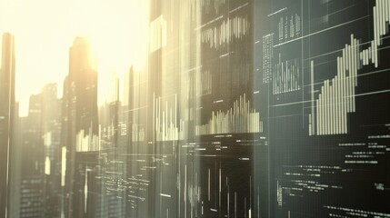 Obraz premium Modern Abstract Cityscape with Digital Data Visualization Background