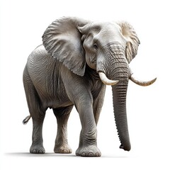 Obraz premium Pixelated African Elephant on White Background