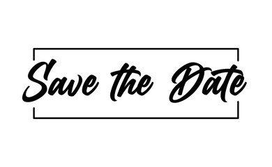 Save the date design for banner invitation card. Calligraphic cursive text.