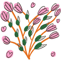 seamless pattern with pink tulips vector