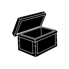 wooden box with hinged lid on white background   