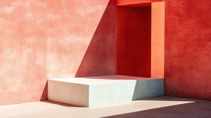 Geometric Shapes and Red Walls in Modern Architectural Design
