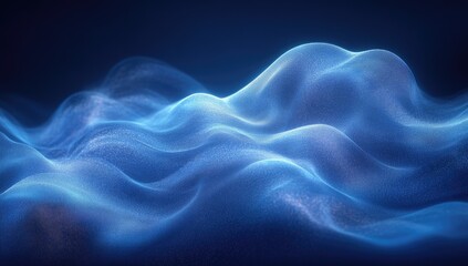 Obraz premium Abstract digital design of rippling, luminous blue waves.