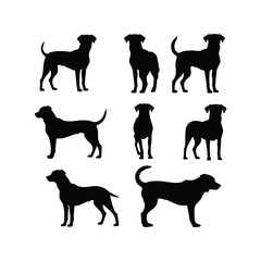Bella Dog Silhouette Clipart Set Black on White Background