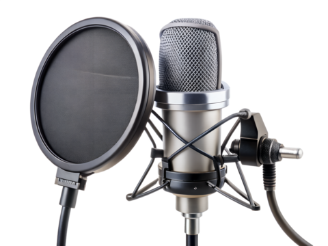 microphone ready for podcast isolated on a white background. PNG Transparent file type with high definition quality Available.
