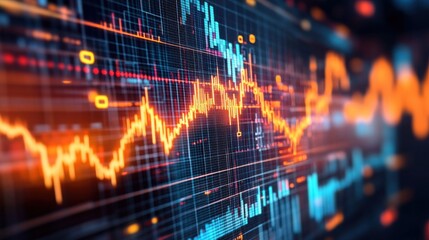 Vibrant Financial Graph with Dynamic Trendlines and Data Points