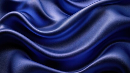 Fototapeta premium Deep blue silk fabric drapes in elegant waves