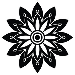 Elegant Black and White Floral Mandala Design Perfect for Art, Tattoos, and More