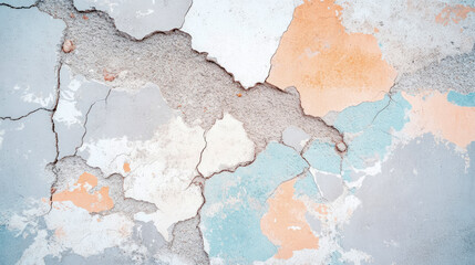 Fototapeta premium Distressed Wall: A symphony of decay, texture, and color, capturing the essence of weathered beauty and the passage of time.