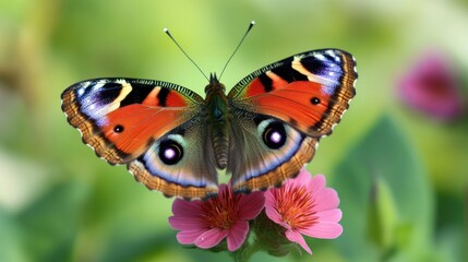 Obraz premium Vibrant butterfly perched on a delicate flower