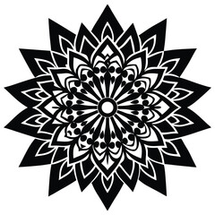 Intricate Black and White Mandala Design  Floral Geometric Pattern for Art, Print, and Decor