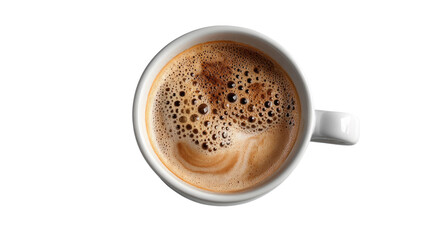 Aromatic Coffee Delight: A top-down view of a cup of coffee, with rich aroma and textures, is the perfect start to a productive day.