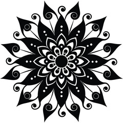 Elegant Black and White Mandala Design Intricate Floral Pattern