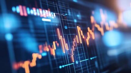 Vibrant Stock Market Graph with Data Visualization Elements