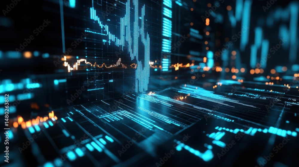 Aufkleber abstract futuristic data visualization and digital analysis concept