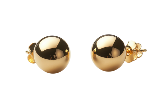 Elegant Gold Ball Stud Earrings Simple Chic on transparent background