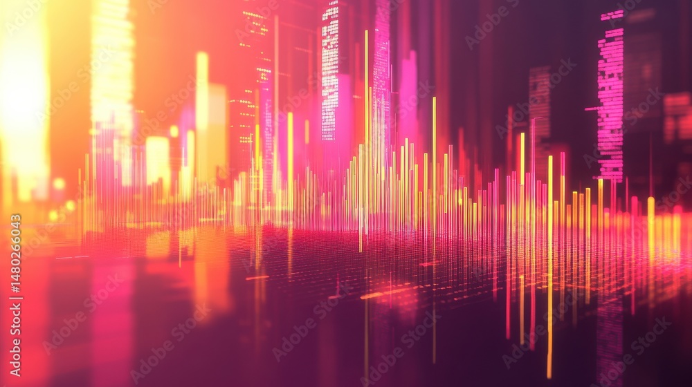 Poster abstract colorful digital waveform visualization for background design
