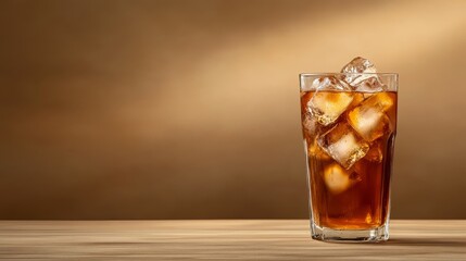 Refreshing iced tea beverage with lemon glass of juice and ice cubes indoor setting mocktail concept