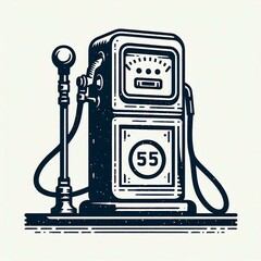 Vintage Gas Pump Illustration with Retro Design