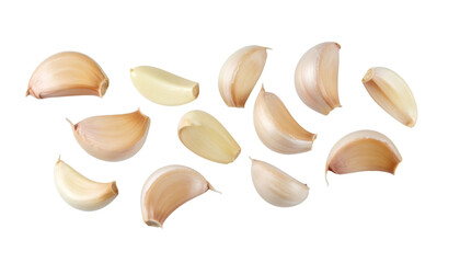Levitating Garlic Cloves with Transparent Background