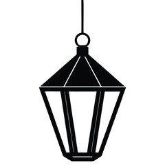 Elegant Hanging Lantern Silhouette A Simple Black and White Illustration