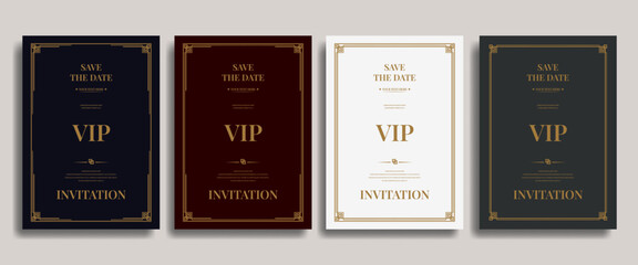 Vintage luxury invitation card template. Elegant invitation with minimalist gold line design and premium classic theme for certificates, or business cards.