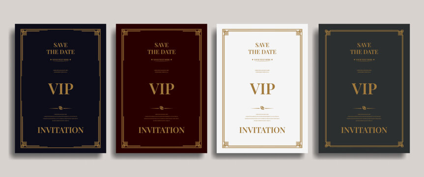 Vintage luxury invitation card template. Elegant invitation with minimalist gold line design and premium classic theme for certificates, or business cards.