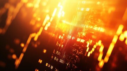 Fototapeta premium Abstract Digital Financial Data Visualization with Warm Glow Effect