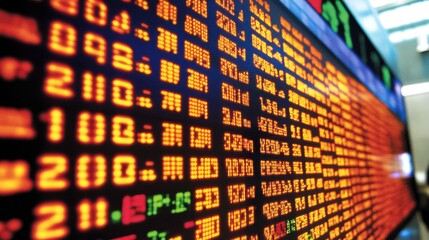 Financial Data Display Board with Stock Prices and Market Trends
